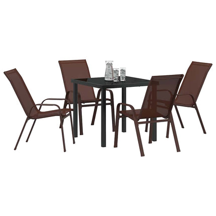 Trädgårdsmöbelset 5 pcs Brun och svart Pulverlackerad stål