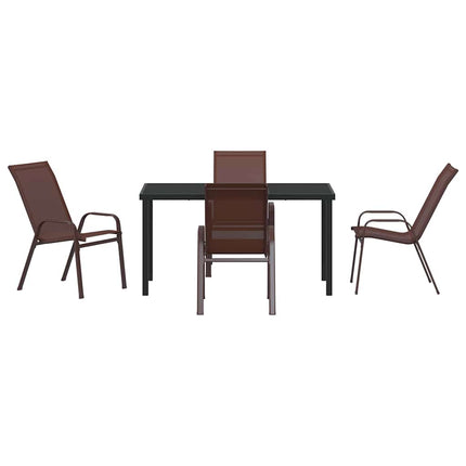 Trädgårdsmöbelset 5 pcs Brun och svart Pulverlackerad stål