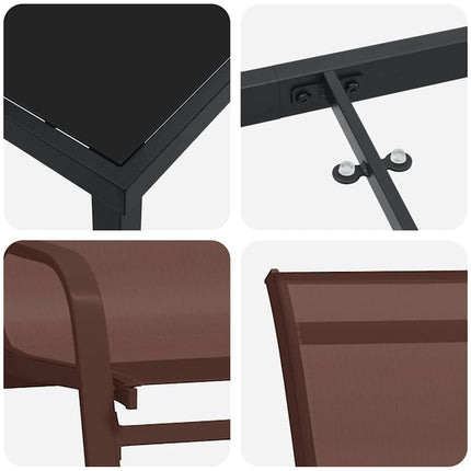 Trädgårdsmöbelset 5 pcs Brun och svart Pulverlackerad stål
