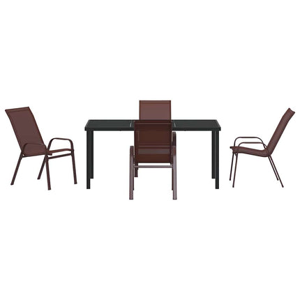 Trädgårdsmöbelset 5 pcs Brun och svart Pulverlackerad stål
