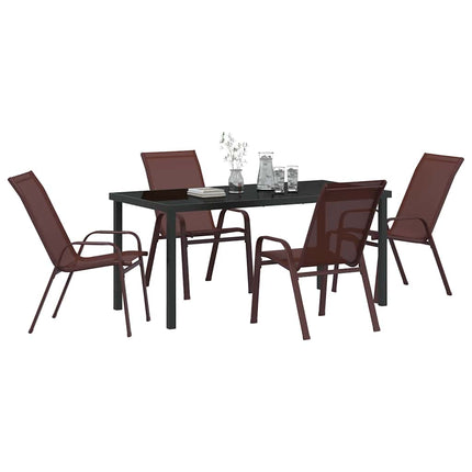 Trädgårdsmöbelset 5 pcs Brun och svart Pulverlackerad stål
