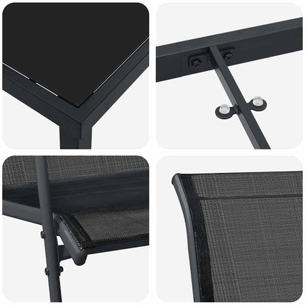 Trädgårdsmöbelset 3 pcs Svart Pulverlackerat stål