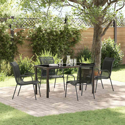 Trädgårdsmöbelset 5 pcs Svart Pulverlackerat stål