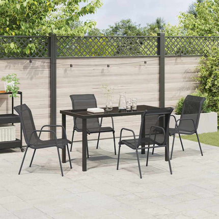 Trädgårdsmöbelset 5 pcs Svart Pulverlackerat stål