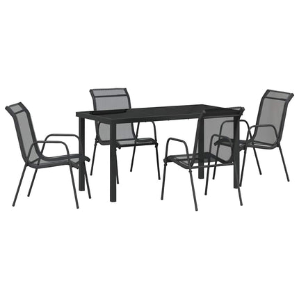 Trädgårdsmöbelset 5 pcs Svart Pulverlackerat stål