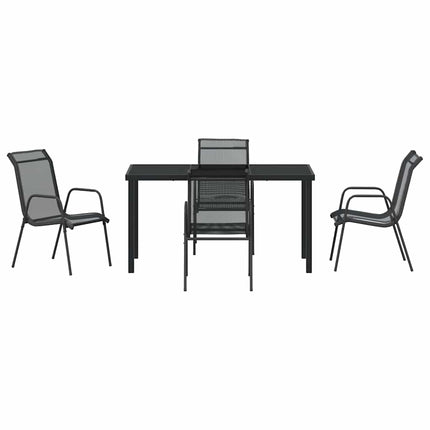 Trädgårdsmöbelset 5 pcs Svart Pulverlackerat stål