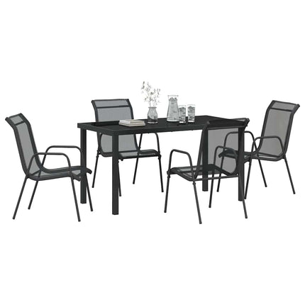 Trädgårdsmöbelset 5 pcs Svart Pulverlackerat stål