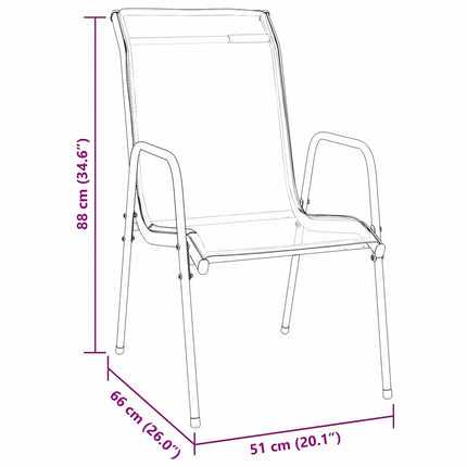 Trädgårdsmöbelset 5 pcs Svart Pulverlackerat stål