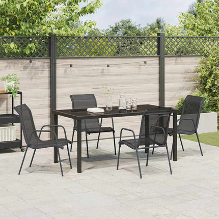 Trädgårdsmöbelset 5 pcs Svart Pulverlackerat stål