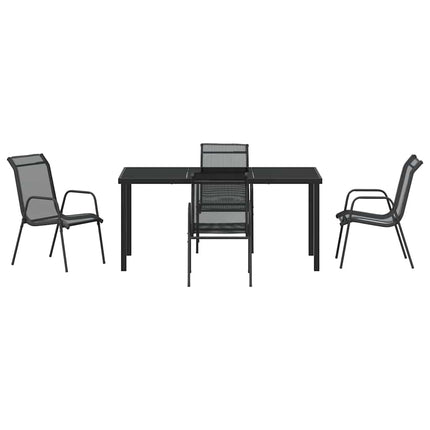 Trädgårdsmöbelset 5 pcs Svart Pulverlackerat stål
