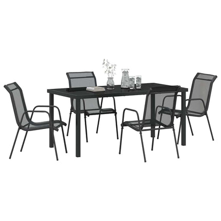 Trädgårdsmöbelset 5 pcs Svart Pulverlackerat stål