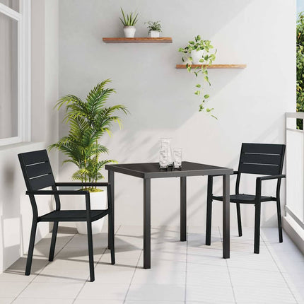 Trädgårdsmöbelset 3 pcs Svart Pulverlackerat stål