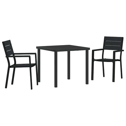 Trädgårdsmöbelset 3 pcs Svart Pulverlackerat stål