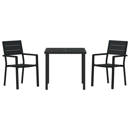 Trädgårdsmöbelset 3 pcs Svart Pulverlackerat stål