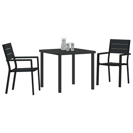 Trädgårdsmöbelset 3 pcs Svart Pulverlackerat stål