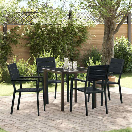Trädgårdsmöbelset 5 pcs Svart Pulverlackerat stål