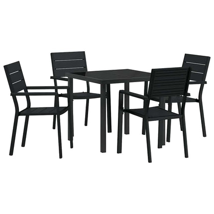 Trädgårdsmöbelset 5 pcs Svart Pulverlackerat stål