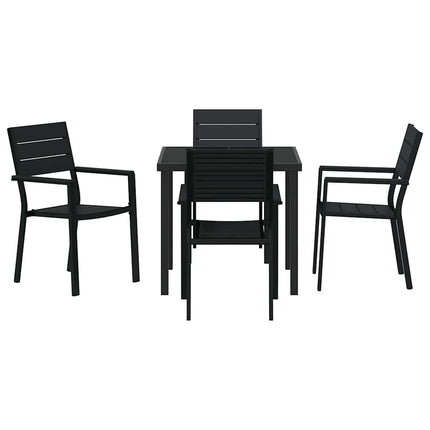 Trädgårdsmöbelset 5 pcs Svart Pulverlackerat stål