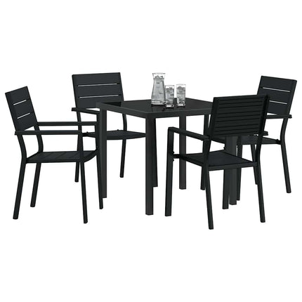 Trädgårdsmöbelset 5 pcs Svart Pulverlackerat stål