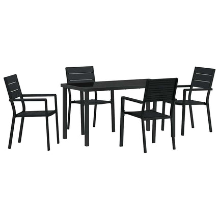Trädgårdsmöbelset 5 pcs Svart Pulverlackerat stål