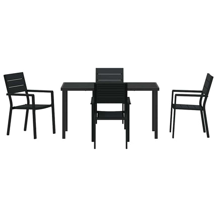 Trädgårdsmöbelset 5 pcs Svart Pulverlackerat stål