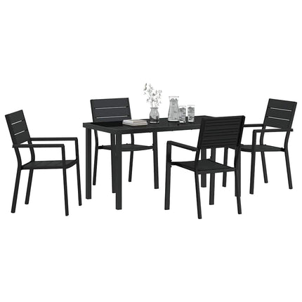 Trädgårdsmöbelset 5 pcs Svart Pulverlackerat stål