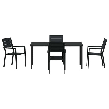 Trädgårdsmöbelset 5 pcs Svart Pulverlackerat stål