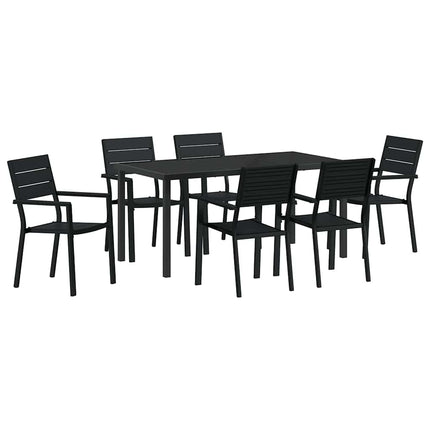 Trädgårdsmöbelset 7 pcs Svart Pulverlackerat stål
