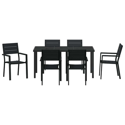 Trädgårdsmöbelset 7 pcs Svart Pulverlackerat stål