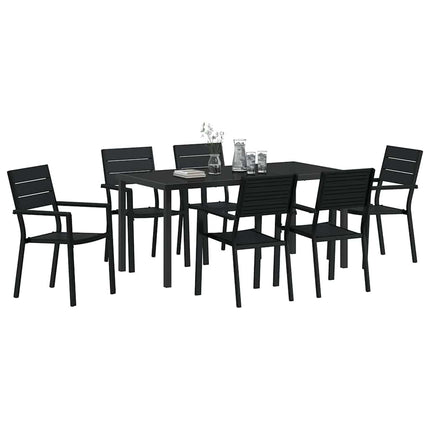 Trädgårdsmöbelset 7 pcs Svart Pulverlackerat stål