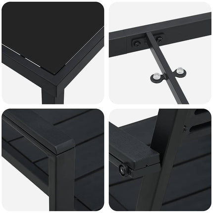 Trädgårdsmöbelset 9 pcs Svart Pulverlackerat stål