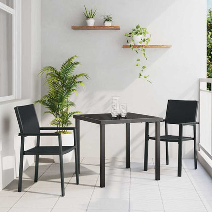 Trädgårdsmöbelset 3 pcs Svart Pulverlackerat stål