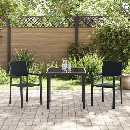 Trädgårdsmöbelset 3 pcs Svart Pulverlackerat stål