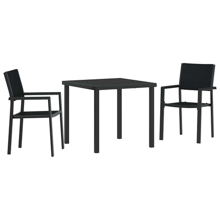 Trädgårdsmöbelset 3 pcs Svart Pulverlackerat stål