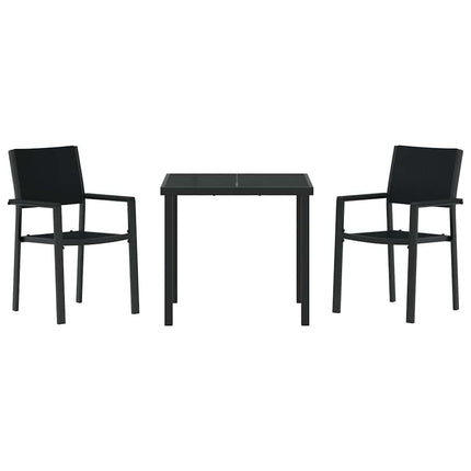 Trädgårdsmöbelset 3 pcs Svart Pulverlackerat stål