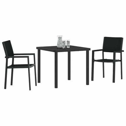 Trädgårdsmöbelset 3 pcs Svart Pulverlackerat stål