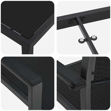 Trädgårdsmöbelset 5 pcs Svart Pulverlackerat stål