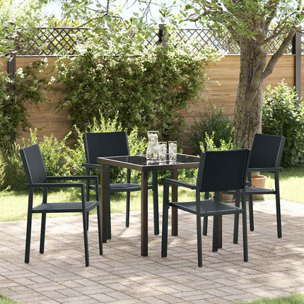 Trädgårdsmöbelset 5 pcs Svart Pulverlackerat stål