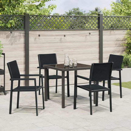 Trädgårdsmöbelset 5 pcs Svart Pulverlackerat stål