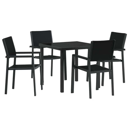 Trädgårdsmöbelset 5 pcs Svart Pulverlackerat stål