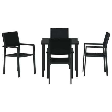 Trädgårdsmöbelset 5 pcs Svart Pulverlackerat stål