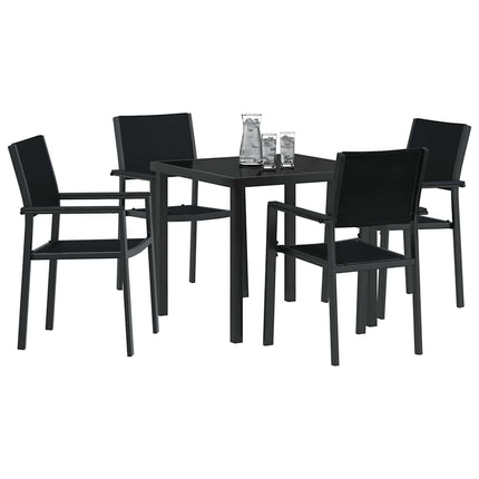 Trädgårdsmöbelset 5 pcs Svart Pulverlackerat stål