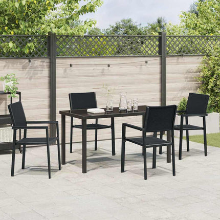 Trädgårdsmöbelset 5 pcs Svart Pulverlackerat stål