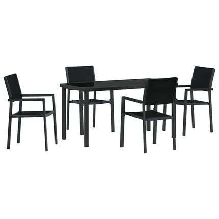 Trädgårdsmöbelset 5 pcs Svart Pulverlackerat stål