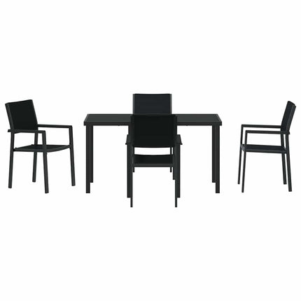 Trädgårdsmöbelset 5 pcs Svart Pulverlackerat stål