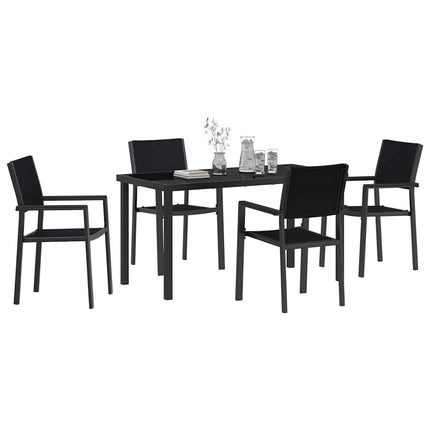 Trädgårdsmöbelset 5 pcs Svart Pulverlackerat stål