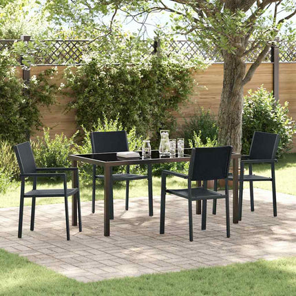 Trädgårdsmöbelset 5 pcs Svart Pulverlackerat stål