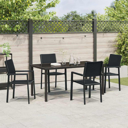 Trädgårdsmöbelset 5 pcs Svart Pulverlackerat stål