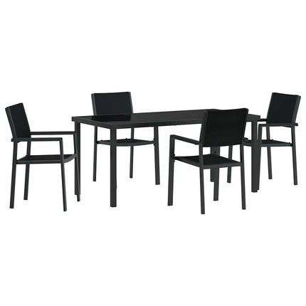 Trädgårdsmöbelset 5 pcs Svart Pulverlackerat stål