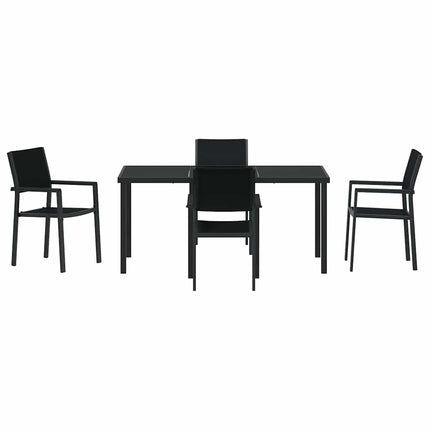 Trädgårdsmöbelset 5 pcs Svart Pulverlackerat stål